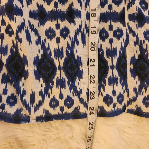 Sezane Printed Ruffle Cotyon Blue Button Down Blouse Size 42 US 10 - Picture 11 of 12